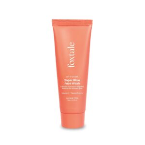 foxtale vitamin c super glow face wash with papaya enzyme | reduces tan | boosts glow | gently exfoliates & brightens skin | reduces pigmentation | face wash for men & women 15ml